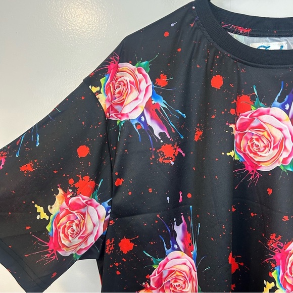 NWT Fresh Prince Y2K 90s Rose Floral Print Long Sleeve Polyester T-shirt Size 3X - Picture 3 of 9